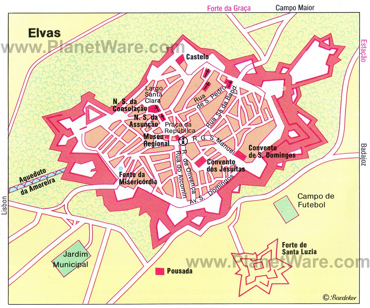 Mapa Elvas - Atracções Turísticas