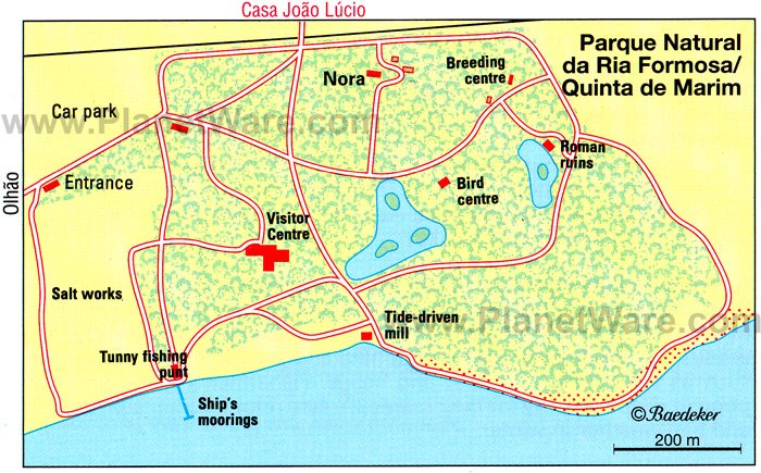 Parque Natural da Ria Formosa - Mapa de traçado