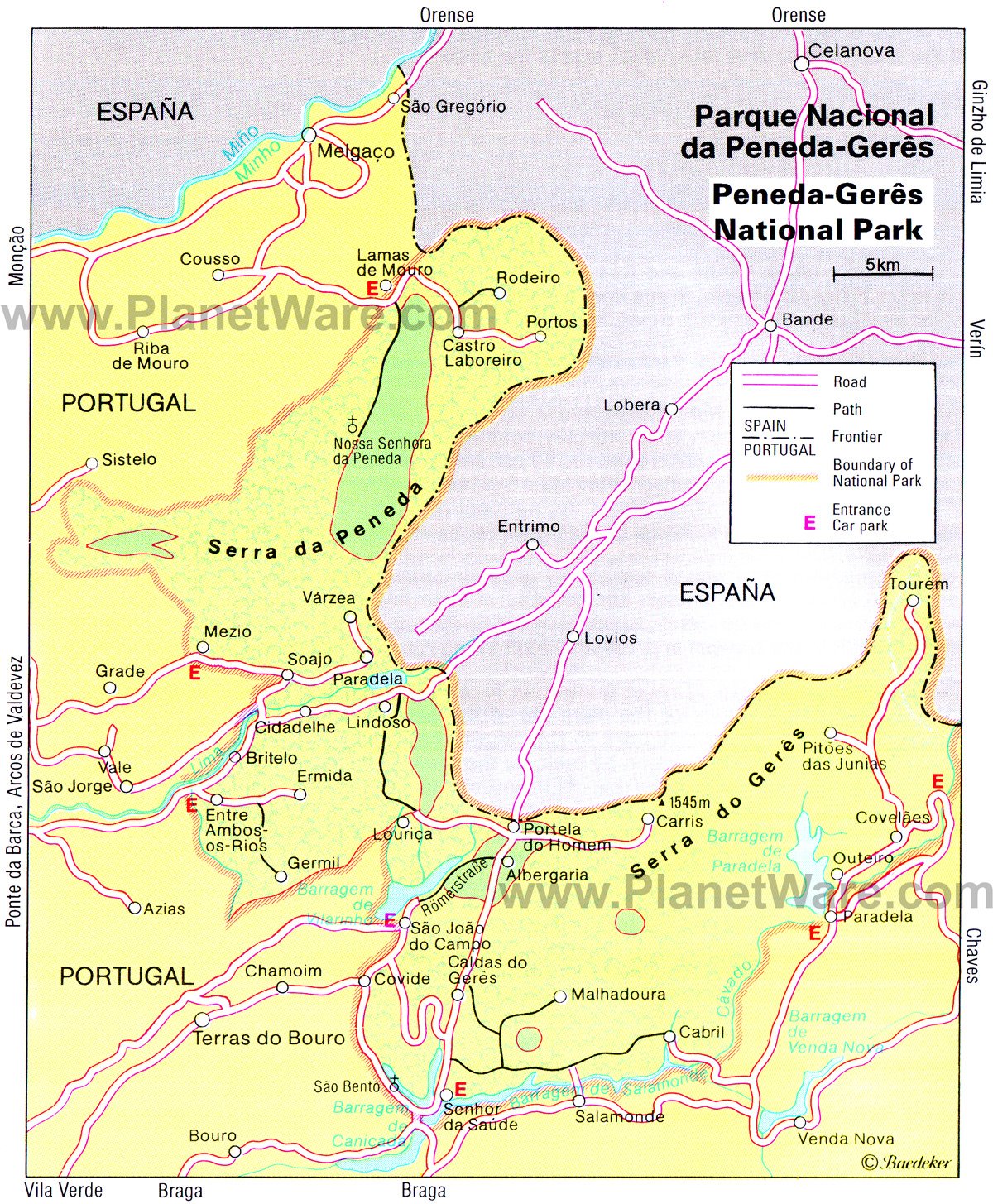 Parque Nacional da Peneda-Geres - Mapa de traçado