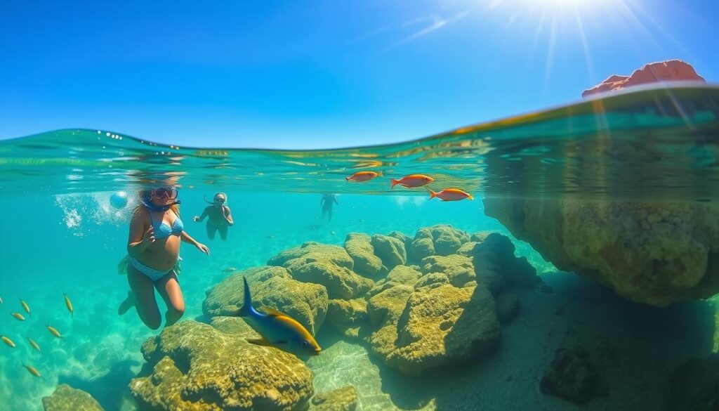 snorkelling junto às rochas